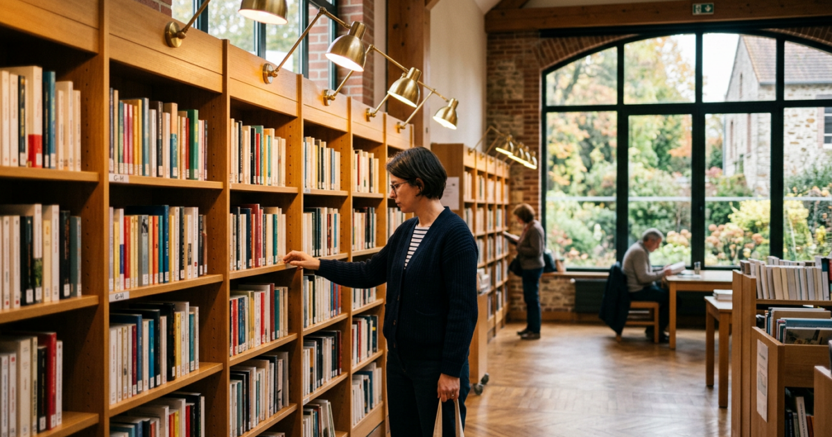 Lecture dans la médiathèque